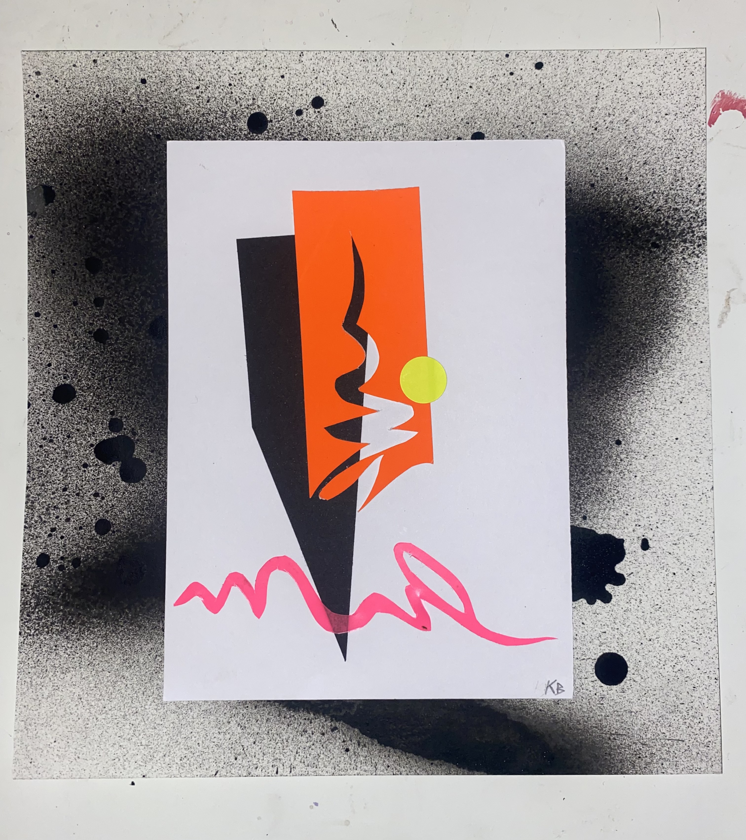 Abstract geometric with orange and black shapes